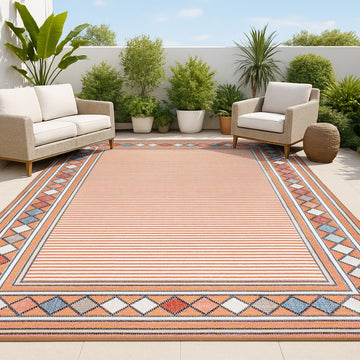 Sebastian High-low Modern Diamond Border Indoor/Outdoor Area Rug
